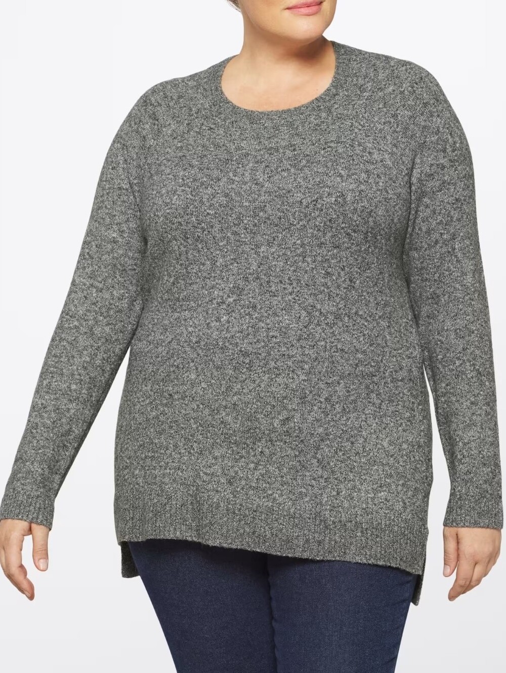 Market & Spruce Heathered Gray Crewneck Sweater Longer Length 3x EUC